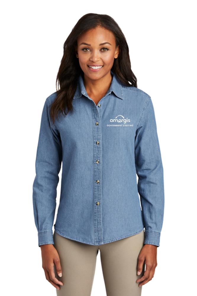 Port & Company Women's Long Sleeve Value Denim Shirt