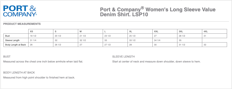 Port & Company Women's Long Sleeve Value Denim Shirt