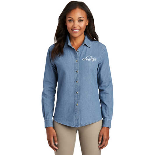 Port & Company Women's Long Sleeve Value Denim Shirt